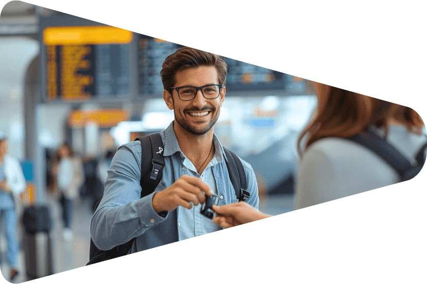 Übergabe des Mietwagenschlüssels. (Canva KI)